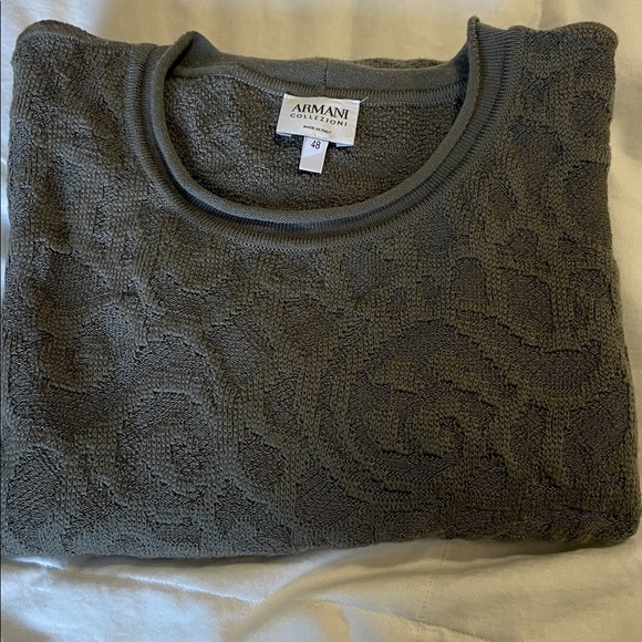 Armani Collezioni | Wool/Rayon Blend| Pullover |Gray/Green | Knit Sweater|Size L - Picture 14 of 14